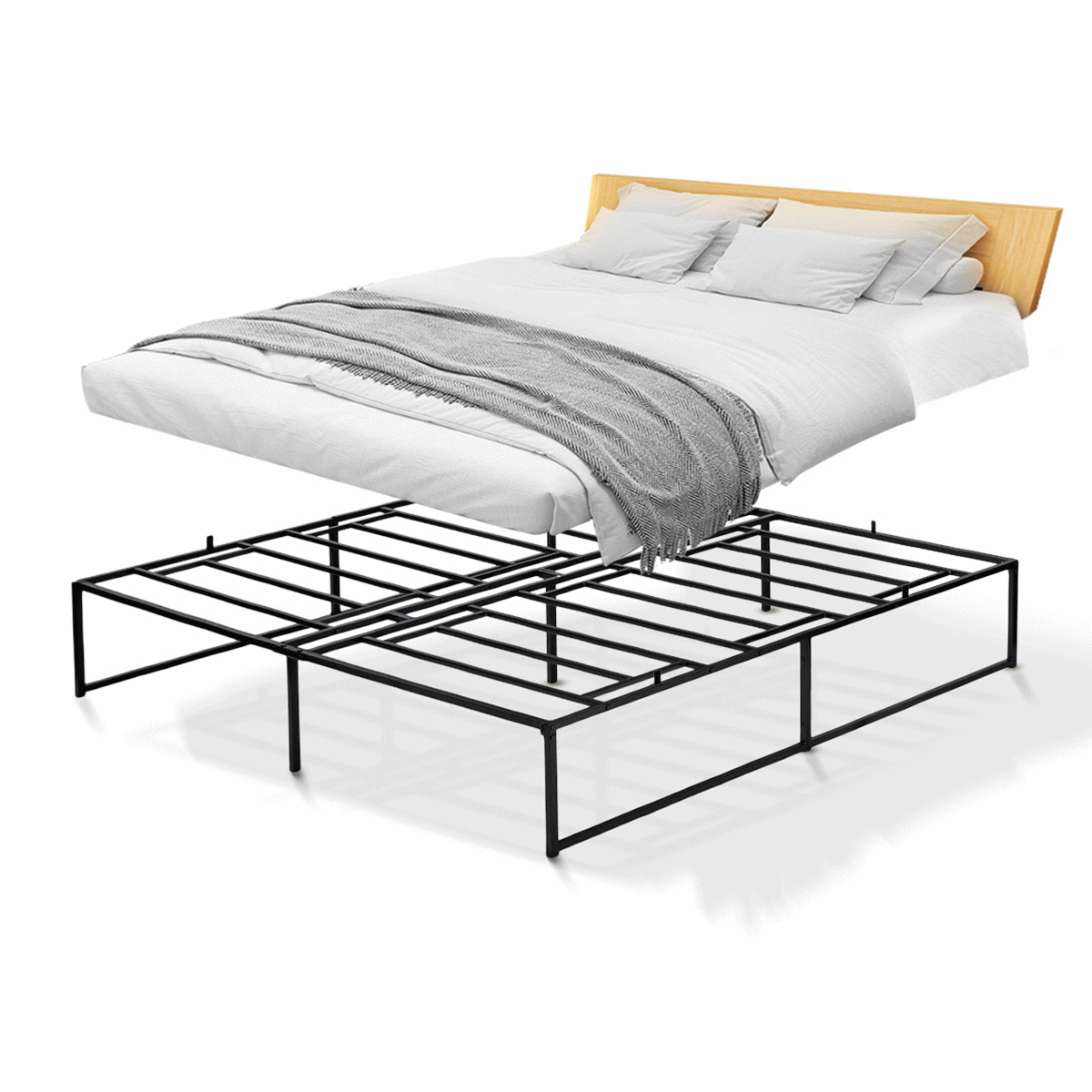 Snailhome 14" Queen Size Heavy Duty Bed Frame with Underbed Storage