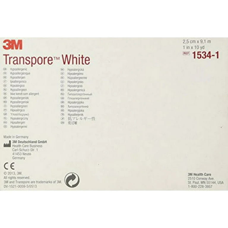3M Transpore Surgical Tap, Water Resistant, 1 Inch x 10 Yards