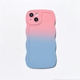 thumbnail image 2 of Case for iPhone 14 Plus,iPhone 14 Plus Case,Gradient Cute Curly Wave Frame Shape Shockproof Bumper Soft Silicone Protective Phone Case for iPhone 14 Plus,6.7 inch 2022 (Pink/Blue), 2 of 9