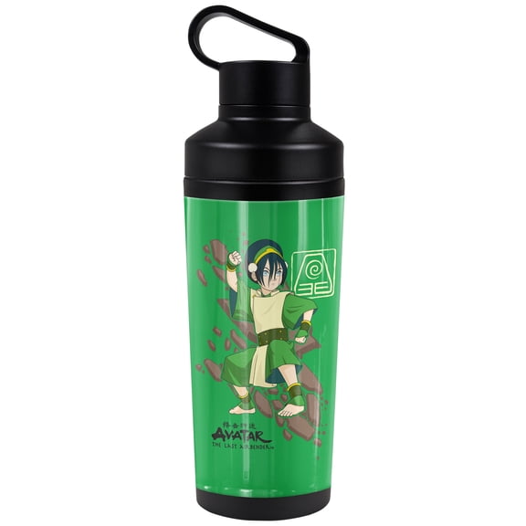 Avatar The Last Airbender Official Toph Rock Slide 18 oz Insulated Water Bottle, Leak Resistant, Vacuum Insulated Stainless Steel with 2-in-1 Loop Cap