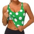 thumbnail image 3 of Picia Green And White Polka Dot Sports Bra for Women,Padded Strappy Sports Bras Medium Support Yoga Bra with Removable Cups,Running Yoga Bra-XX-Large, 3 of 9
