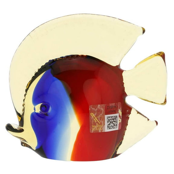 GlassOfVenice Murano Glass Tropical Fish - Red Blue Amber