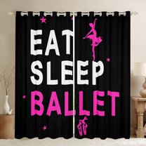 Feelyou Eat Sleep Ballet Curtains Pack of 2 (42x84 Each) for Girls, Princess Pink Ballet Shoes Curtains Blackout, Cartoon Sports Style Bedroom Curtains, Blackout Curtains Bedroom Decor