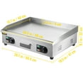 thumbnail image 3 of VEVOR Electric Countertop Flat Top Griddle, 26" Teppanyaki Grill, 3200W Commercial Electric Griddle, Stainless Steel Electric Countertop Griddle with Drip Hole, 50-300℃ Countertop Griddle, 3 of 10