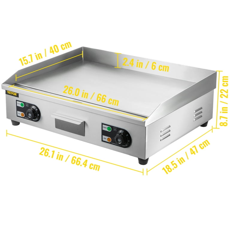 Electric Griddle Flat Top Grill 1300W Hotplate BBQ Commercial Kitchen Hot  plate Electric Countertop Griddle Machine 122°F to 572°F 1.02*18.90*8.07  inch 