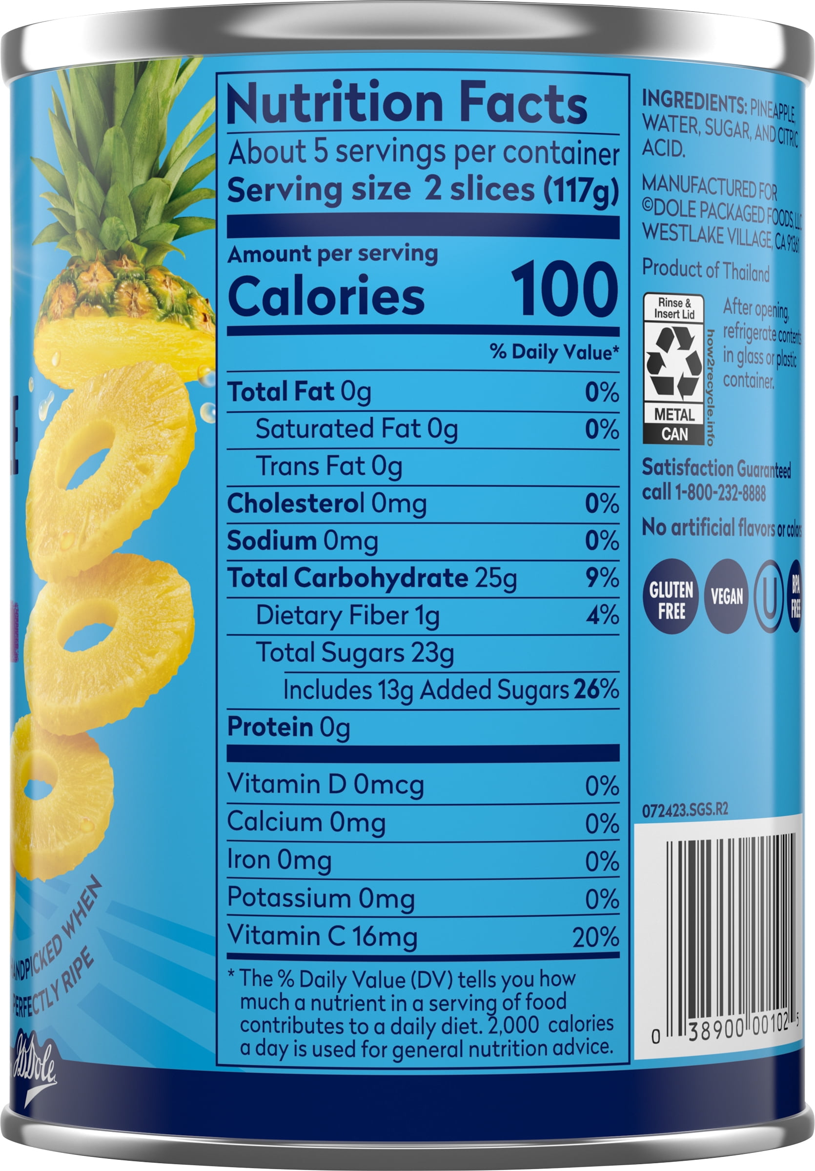 (12 pack) Dole Pineapple Slices in Heavy Syrup, 20 oz Can