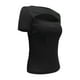 thumbnail image 4 of Tops de cuello redondo a la moda para mujer, suéter informal de manga corta, blusa calada sólida Pompotops hfajkhk131227, 4 of 5