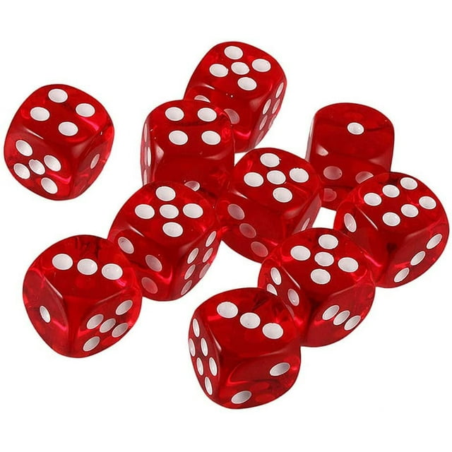 Ensemble de 10 dés Polyédriques D6 dés 16mm dés Acryliques pour dés DND Jeux de Table RPG MTG (Rouge)