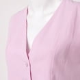 thumbnail image 4 of Women Solid V Neck Vest Coat Thin Button Crop Top Zipper Pocket Trousers Suits Set Dressy Pant Suits for A Wedding plus Size Two Tone Suit Girls Interview Suit plus Size Pant Suits Dressy Woman Outfit, 4 of 5