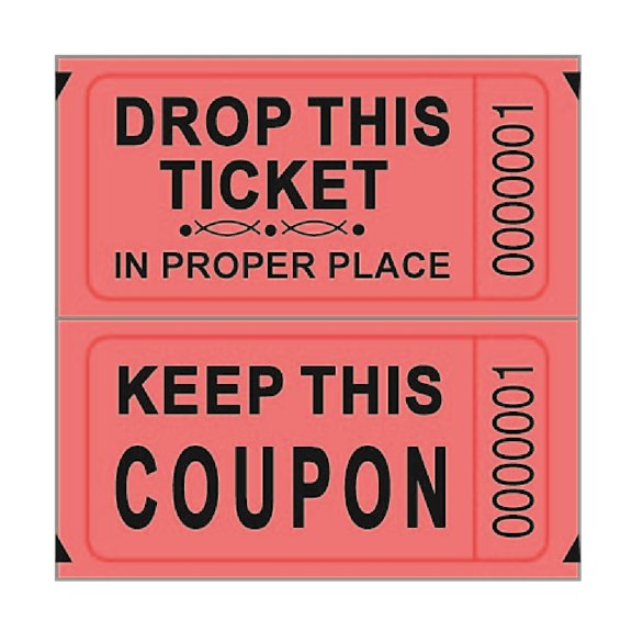 2" Red Double Raffle Ticket Roll with Black Ink