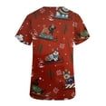 thumbnail image 5 of Lolmot Scrub Tops for Women Christmas Printed Short Sleeve V-Neck Nurse Working Uniform Holiday Tunic Blouse with Pockets, 5 of 5