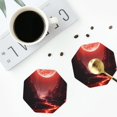 thumbnail image 4 of Vsdgher Red Moon Lava Leather Coasters for Drinks, Durable Drink Coasters 4 Set for Tabletop Protection, Luxurious Home Décor and Housewarming Gift ( {designName})Octagon, 4 of 6