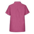 thumbnail image 6 of FAVIPT Cotton Linen Tops for Women Casual Dressy Summer 2025 Shirts Roll Up Short Sleeve Buttons T Shirt Solid Color Collared V Neck Gauze Blouses with Two Pockets Hot Pink,S, 6 of 8