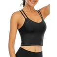 thumbnail image 3 of FANNYC Women Padded Sports Bra Fitness Workout Running Shirts Yoga Tank Top Medium Support Strappy Longline Yoga Bra Camisole With Built-In Bra, 3 of 8