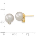 thumbnail image 3 of 14K Yellow Gold 9-10mm White Saltwater Cultured South Sea Pearl .10Ct Dia Earrings Made In Canada xf470e, 3 of 5