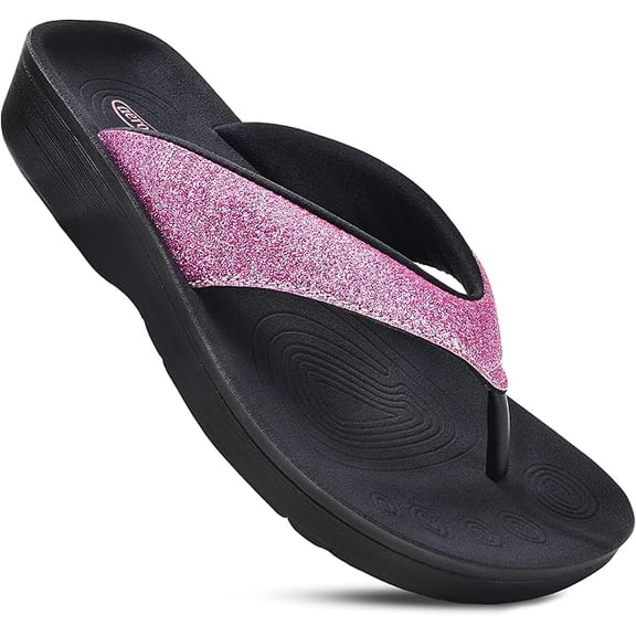 AEROTHOTIC Flip Flops for Women with Arch Support Plantar Fasciitis Orthopedic Cushioned Footbed Comfortable Non-Slip Sole with Padded Straps Dressy Casual Recovery Women Sandals