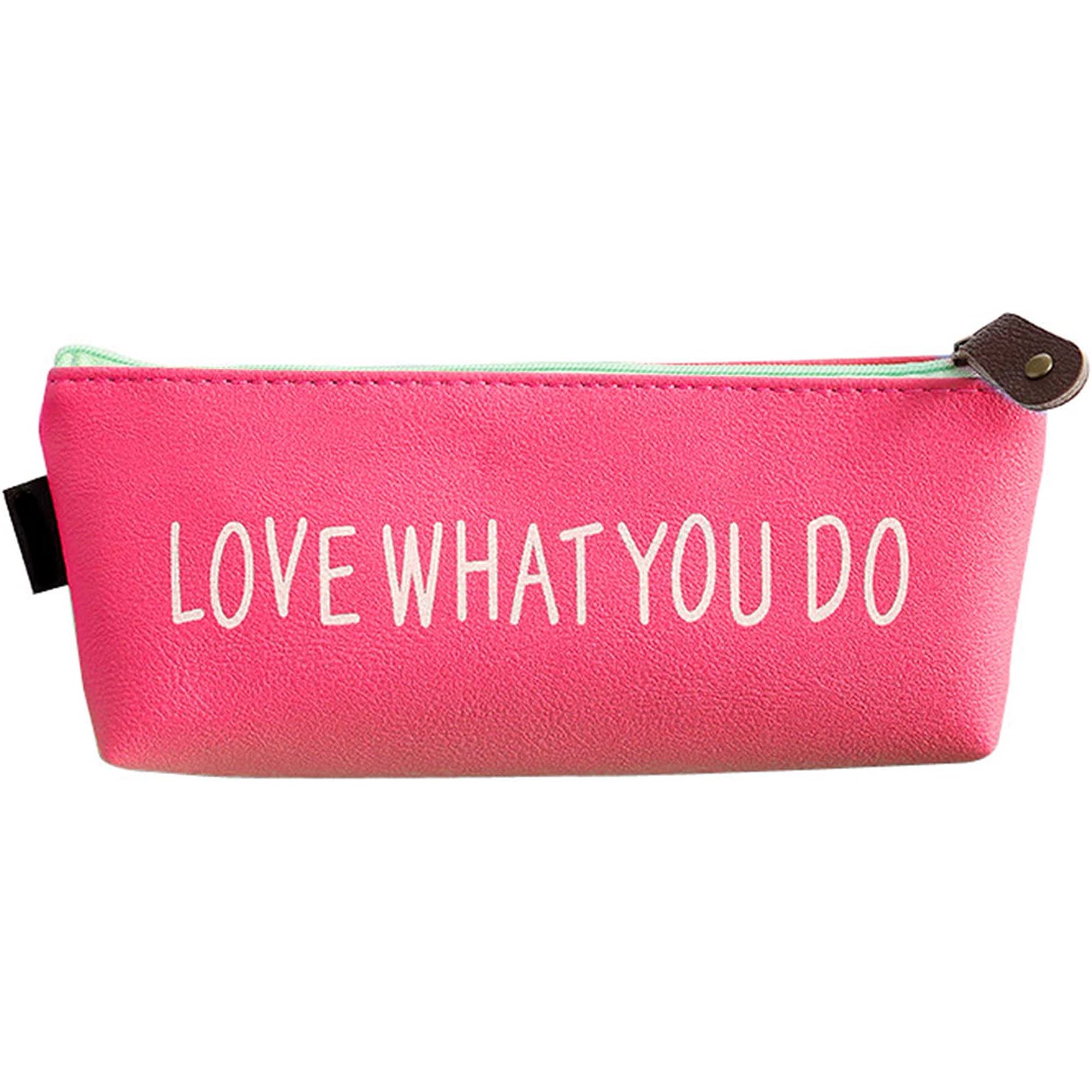 Pen Bag, Student Zipper Letter Pattern Simple Faux Leather Pencil