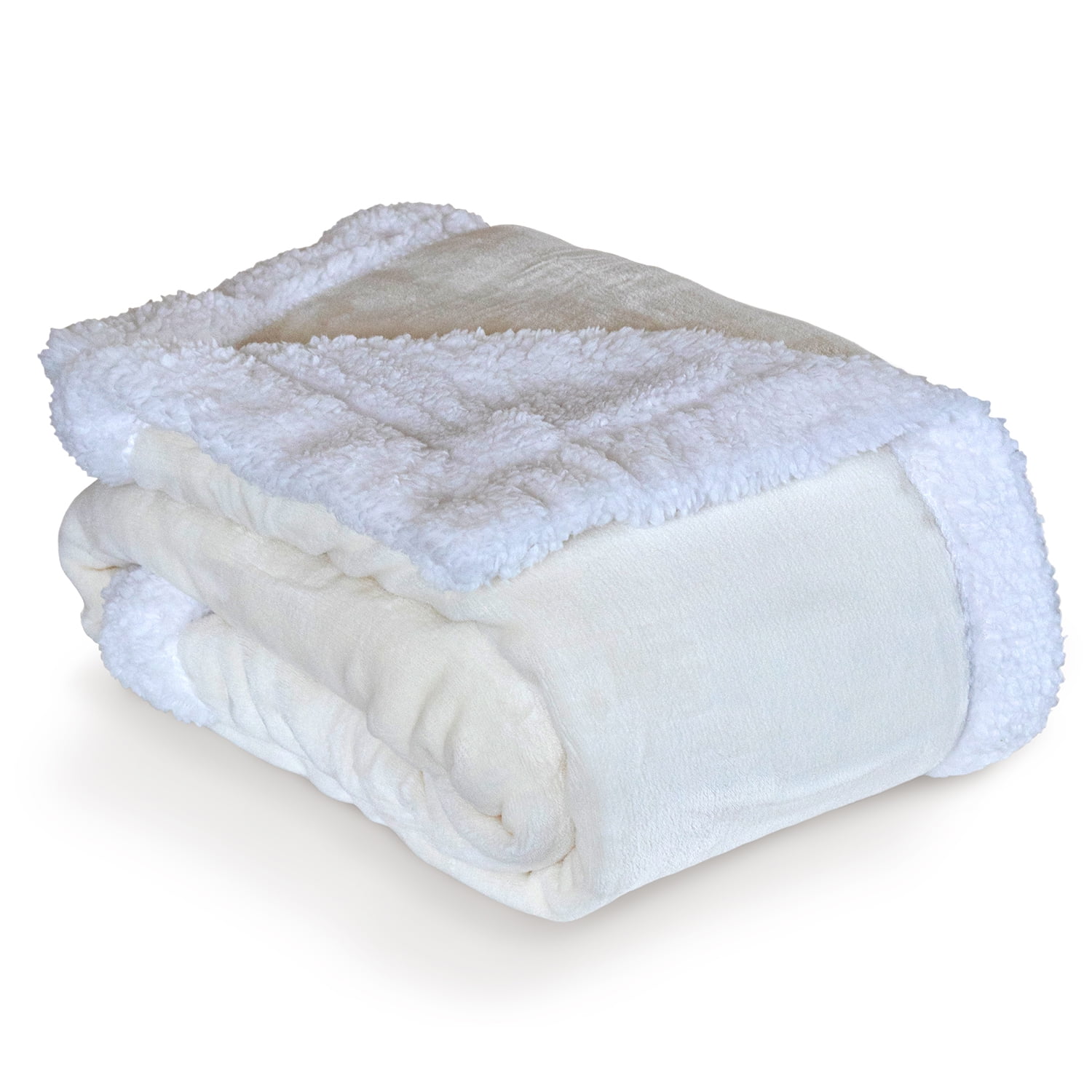 Everlasting Comfort Sherpa Fleece Throw Reversible Machine Washable (50 x 65 in) - Snow White
