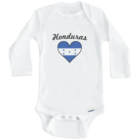 

Honduran Flag Heart Honduras One Piece Baby Bodysuit (Long Sleeve) 0-3 Months White