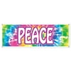 Groovy Retro 60s Party Decoration HIPPIE Tie Dye PEACE SIGN BANNER 60" x 21"