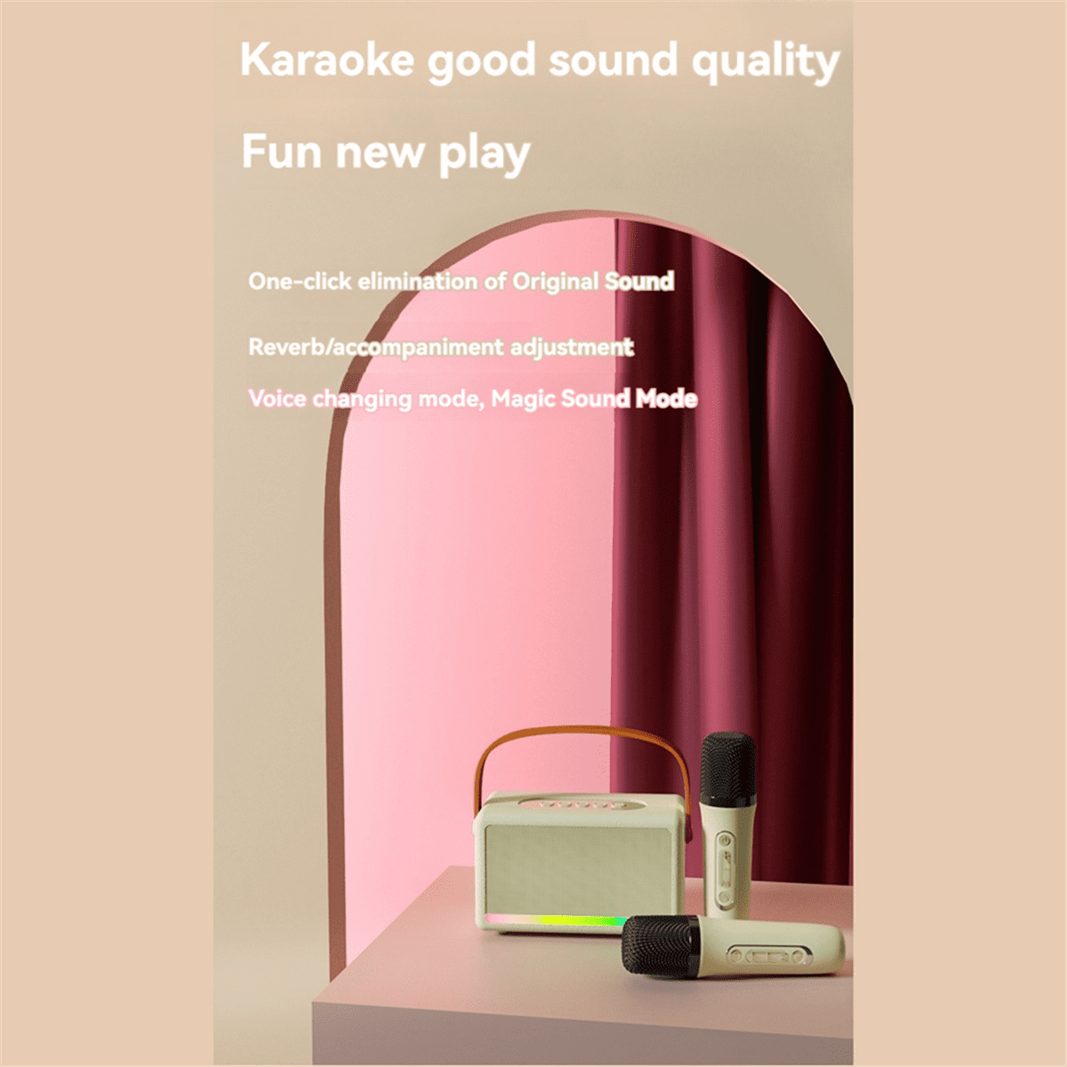 Karaoke Machine for Kids Adults Mini Portable Bluetooth Karaoke Speaker with Wireless Microphone LED Light for Banquet,A