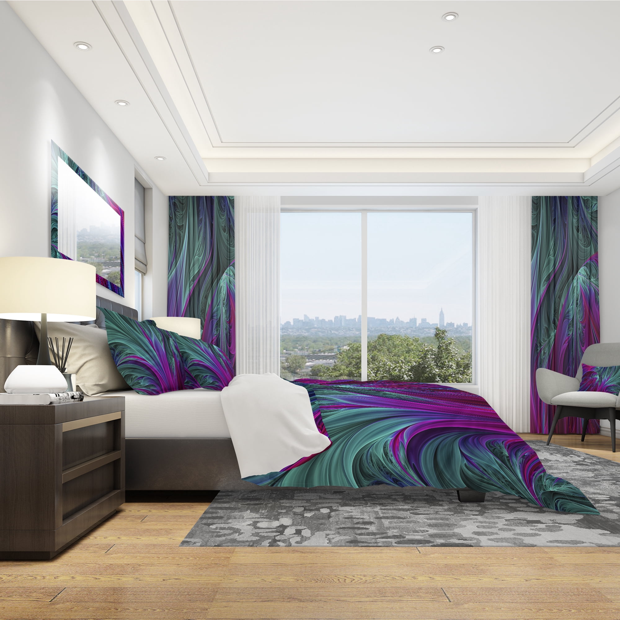 Designart 'Purple and Green Jungle' Modern & Contemporary Duvet Cover Set