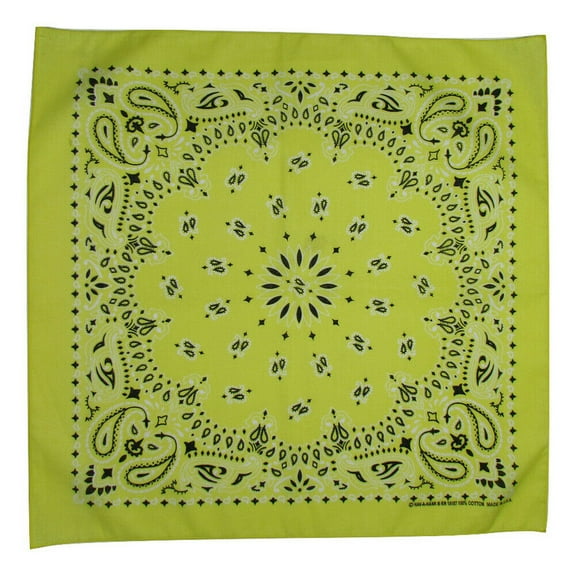 MTL Cotton Traditional Paisley Double Sided Bandana USA Made, Yellow