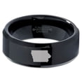 thumbnail image 2 of Tungsten Iowa Hawkeye State Band Ring 8mm Men Women Comfort Fit Black Beveled Edge Polished, 2 of 4