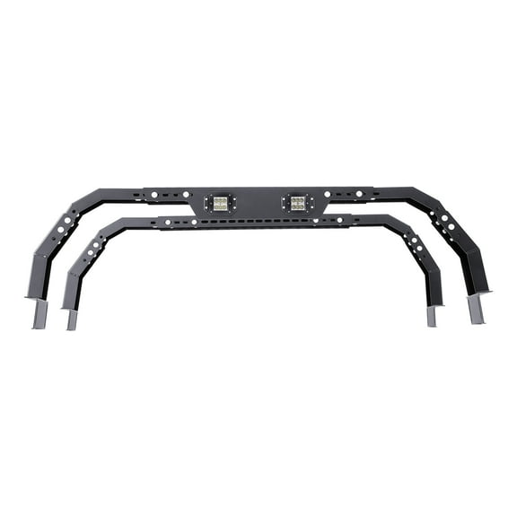 KFFKFF Adjustable Overland Truck Bed Rack, 14.4-17.3 in Height, Cargo Rack with LED Security Light, Compatible with Ram 1500, Tundra, Silverado 1500, F150, Gladiator JT, Colorado, Canyon, Ranger