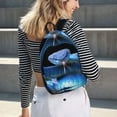 thumbnail image 3 of Ratiio Blue Viper Snake Print Canvas Backpack for Women & Men Retro Aesthetic Rucksack Basic Backpack for High School/College Students Travel Laptop Bag, 3 of 5