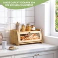 thumbnail image 5 of Bread Box for Kitchen Countertop, Large Bread Container Storage, Wooden Farmhouse Bread Box with Window Bread Holder (Natural Bamboo), 5 of 5