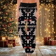 thumbnail image 2 of Fiaer Christmas Pajamas Pants for Women Plus Size Santa Snowflake Snowman Christmas Tree Xmas Sleepwear Trousers Wide Leg High Waisted Drawstring Pjs Slacks with Pockets Black5 XXL, 2 of 5