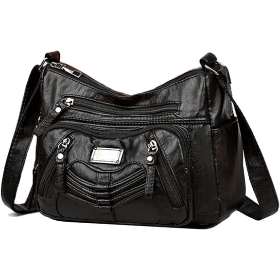 KXF Womens Crossbody Bag Soft Leather Handbags Multi Pocket Satchel Waterproof Hobo Shoulder Bag Messenger Bag
