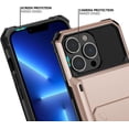 thumbnail image 3 of KOMI for iPhone 13 Pro Case with Card Holder[Store 5 Cards] Dual Layer Heavy Duty Shockproof iPhone 13 Pro Wallet Case with Hidden Card Slot Large Storage Case for iPhone 13 Pro (Rose Gold), 3 of 5