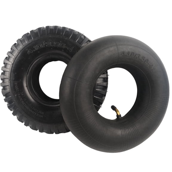 4.10/3.50-4 Tire and Inner Tube set Premium Rubber Wheelbarrow Replacement Parts for Hand Truck Lawn Mower Dollies Wagon Dolly Trailers Go kart