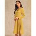 thumbnail image 2 of DARING DIVA Wrap A-Line Pleated Midi Long Sleev Dress Small Yellow, 2 of 6