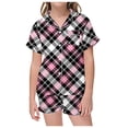 thumbnail image 4 of Icvfdpl Pyjama pour Bébé Fille à Carreaux Manches Courtes Shorts Ensemble 2 Pcs Pyjama Décontracté 8-9 Ans, 4 of 4
