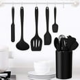 thumbnail image 6 of Walchoice 14 Pcs Cooking Utensils Set with Holder, Heat Resistant Silicone Kitchen Cookware Utensils Set, Kitchen Cooking Tools Includes Spatula Spoon Turner Whisk Tong, Dishwasher safe, Black, 6 of 7