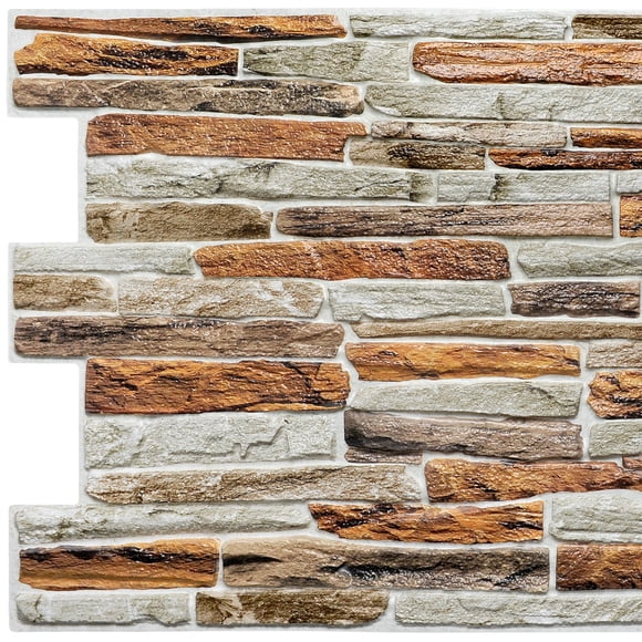 Dundee Deco's Orange Faux Stone PVC 3D Wall Panel, 3.2 ft X 1.6 ft, Interior Design Wall Paneling Decor Commercial and Residential Application, 5.3 sq. feet each