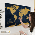 thumbnail image 5 of Elephant Stock Push Pin World Map - Gold Wall Art - Map Canvas Art - 39" x 26", 5 of 8