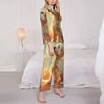 thumbnail image 3 of Fuzoiu Sunshine Golden Cloud Dog Print Women's Long-Sleeved Pajama,Lounge Button Down Nightwear,Womens Notch Collar Pajama Set-Small, 3 of 7