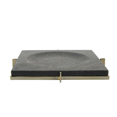 

12 Black and Gold Square Marble Tray