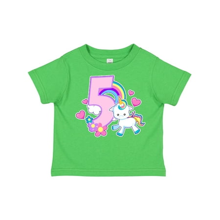 

Inktastic I Am Five Years Old with Unicorn and Hearts Gift Toddler Toddler Girl T-Shirt