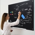 thumbnail image 2 of Tableau Blanc en Verre Magnétique Sans Cadre - Tableau Effaçable à Sec en Verre Trempé - Surface d'Écriture Magnétique Moderne Résistante aux Marques, Mural - Bureau, École, Maison, Conférence - Noir - 24"x18 Pouces, 4 Trous, 2 of 7
