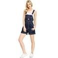 thumbnail image 4 of Revolt Plus Size Women's Juniors Classic Twill Short Overalls (Dark Denim, 22), 4 of 4