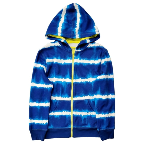 Boys Blue Stripe Zip Up Hoodie Long Sleeve Sweatshirt Medium (8)
