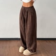thumbnail image 4 of Endives Women's Sweatpant Wide Leg Pants Corduroy High Waist Barrel Pants Comfy Baggy Sweatpants Coffee, 4 of 7