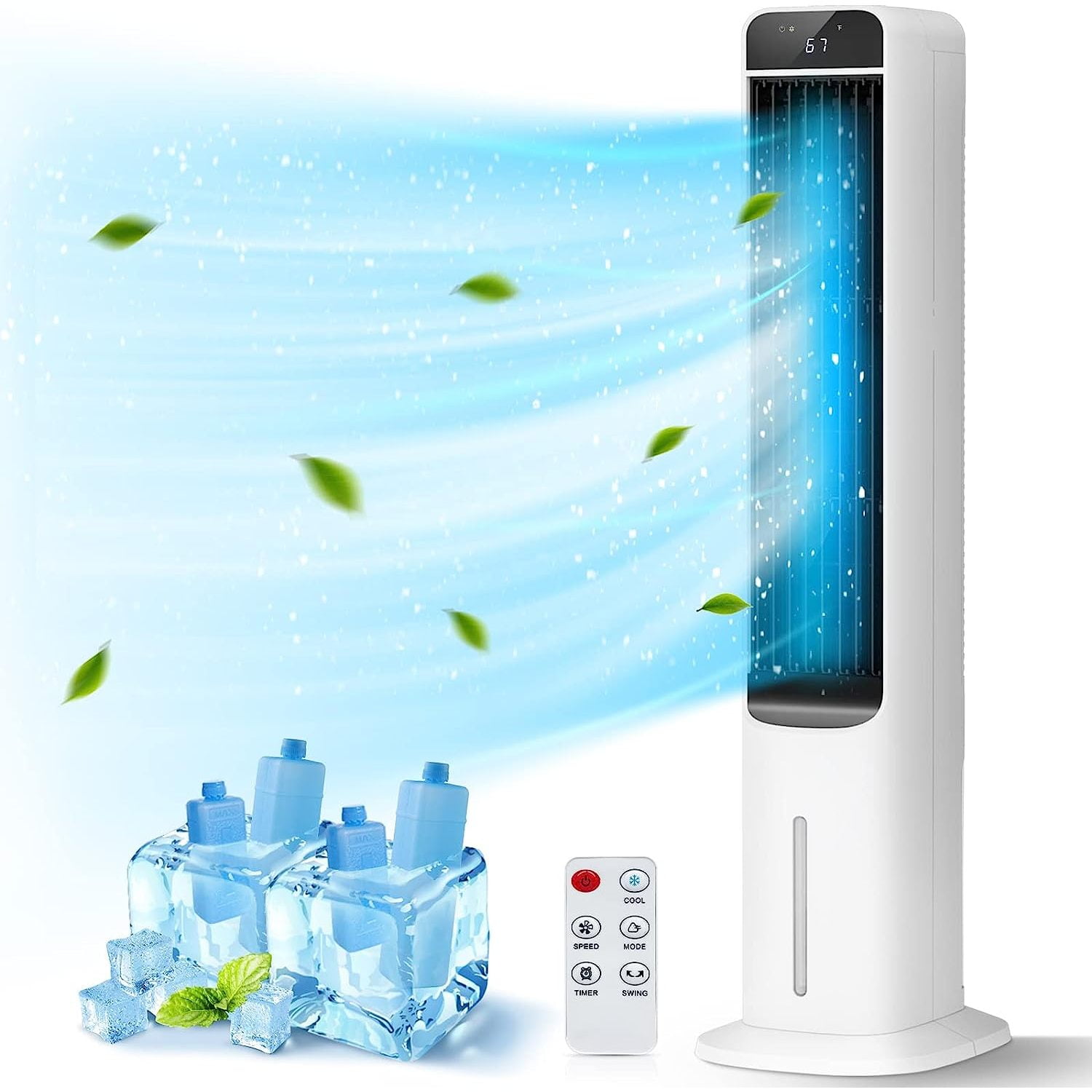 XINiHoXe Portable Evaporative Cooler, Swamp Bladeless Tower Fan Air