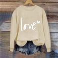 thumbnail image 2 of Penkiiy Día de San Valentín Sudadera para Mujer Lindo Amor Camisetas Corazón Casual de manga larga Camiseta de San Valentín Ropa Tops M Khaki, 2 of 4