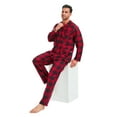 thumbnail image 4 of Apparonia Conjunto de Pijamas para Hombre Pijamas de Algodón con Cuello con Muescas para Hombre Ropa de Dormir de Manga Larga para Hombre con Bolsillos y Parte Delantera Fly Navidad Cuadros Rojos 3XL, 4 of 7